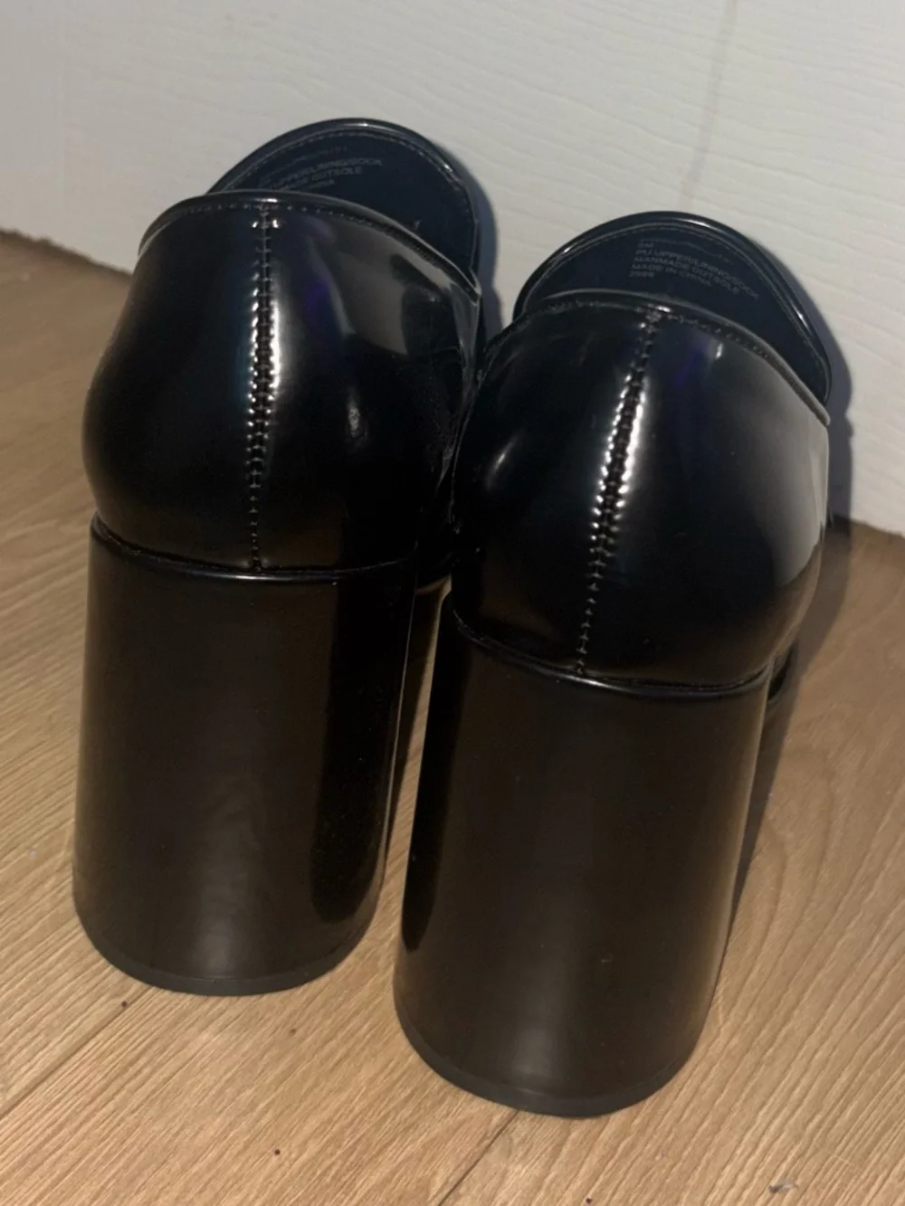 Steve Madden Platform Block Heel Loafers Black - Picture 3 of 5